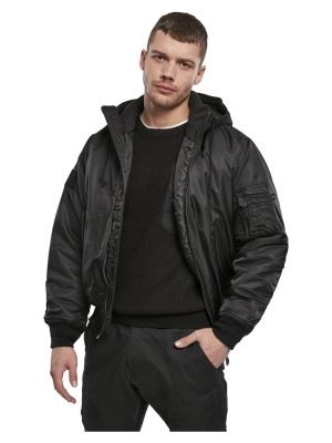 Мъжки бомбър с качулка в черно Brandit MA1