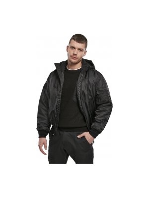 Мъжки бомбър с качулка в черно Brandit MA1