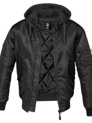 Мъжки бомбър с качулка в черно Brandit MA1