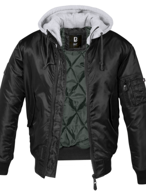 Мъжки бомбър с качулка в черно Brandit MA1