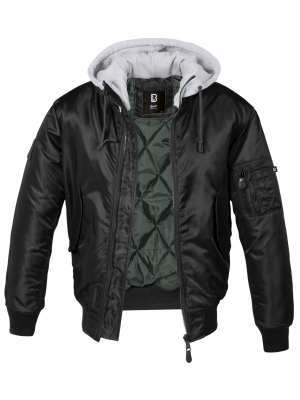 Мъжки бомбър с качулка в черно Brandit MA1