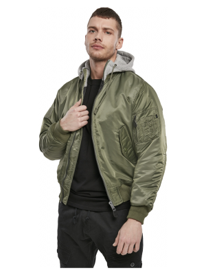 Мъжки бомбър с качулка в цвят маслина Brandit MA1