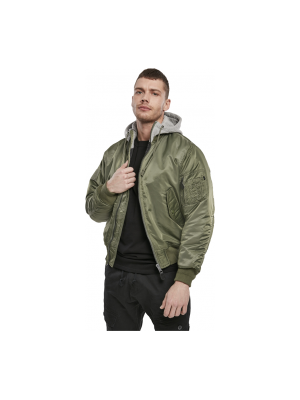 Мъжки бомбър с качулка в цвят маслина Brandit MA1