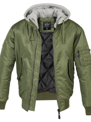 Мъжки бомбър с качулка в цвят маслина Brandit MA1