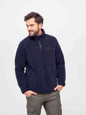 Мъжко яке от плюшен полар в тъмносин Brandit Teddyfleece Troyer