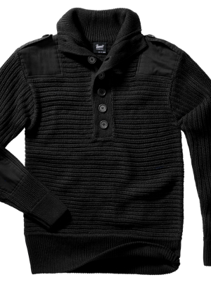 Плетен пуловер с висока яка в черен цвят Brandit Alpin Pullover