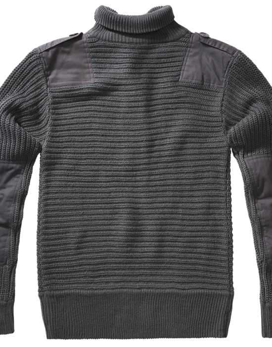Плетен пуловер с висока яка в сив цвят Brandit Alpin Pullover, Brandit, Блузи и Ризи - Complex.bg