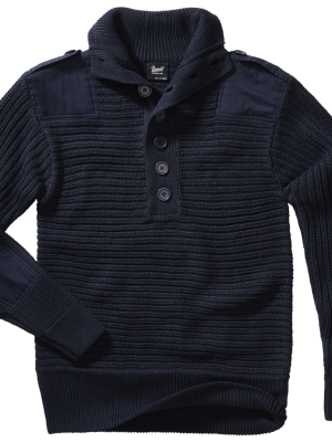 Плетен пуловер с висока яка в тъмносин цвят Brandit Alpine