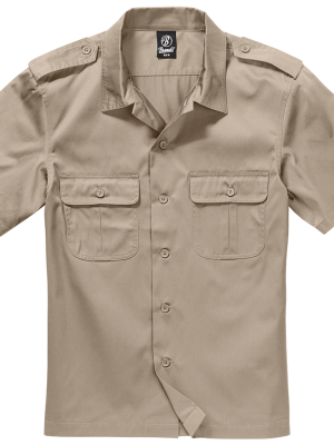 Мъжка риза с къс ръкав в бежов цвят Brandit US