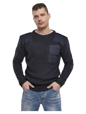 Мъжки плетен пуловер в тъмносин цвят Brandit Military