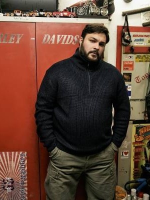 Мъжки черен пуловер с яка Marine Troyer