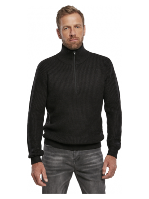 Мъжки черен пуловер с яка Marine Troyer