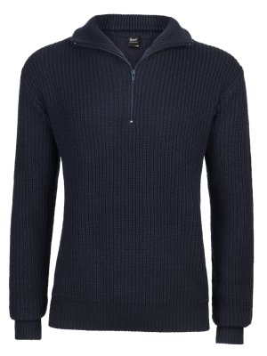 Мъжки тъмносин пуловер с яка Marine Troyer