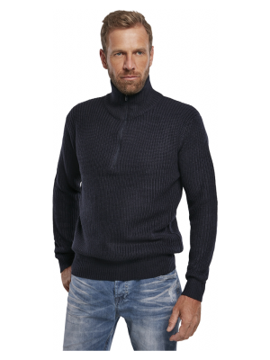 Мъжки тъмносин пуловер с яка Marine Troyer