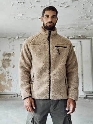 Мъжко яке от плюшен полар в цвят камел Brandit