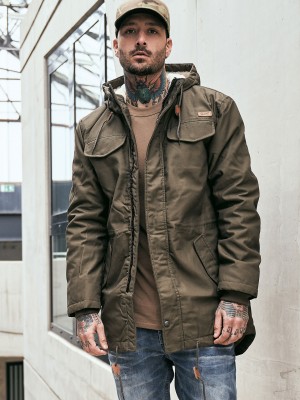 Мъжка парка с топла подплата в цвят маслина Brandit