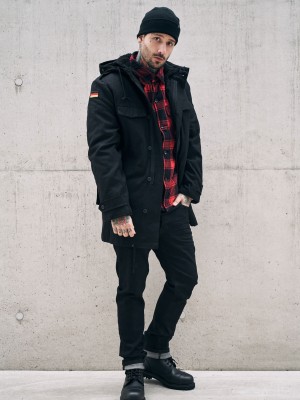 Мъжка парка с качулка в черен цвят Brandit Flag 