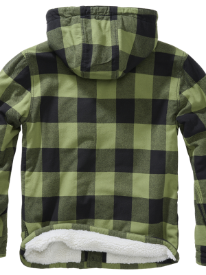 Мъжко яке в десен на масленозелено каре Brandit Lumber 