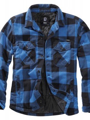 Мъжко яке в черно-синьо каре Brandit Lumber