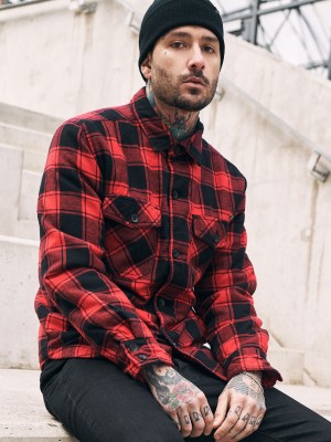 Мъжко яке в червено-черно каре Brandit Lumber