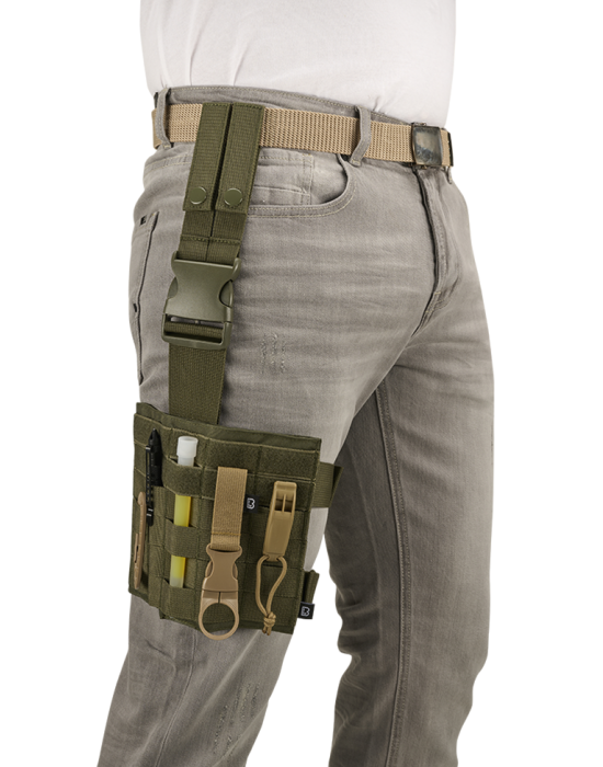 Тактическа чанта панел за бедро тъмнозелен цвят Brandit Molle Leg, Brandit, Чанти за бедро - Complex.bg