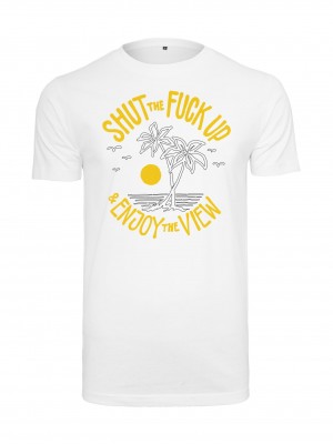 Мъжка тениска в бял цвят Mister Tee Shut the Fuck Up & Enjoy The View Мъжка тениска в бял цвят Mister Tee Shut the Fuck Up & Enjoy The View