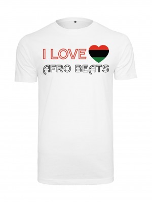 Мъжка тениска в бял цвят Mister Tee I Love Afro Beats