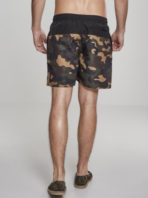Мъжки бански в черно и камуфлажен цвят Urban Classics Block
