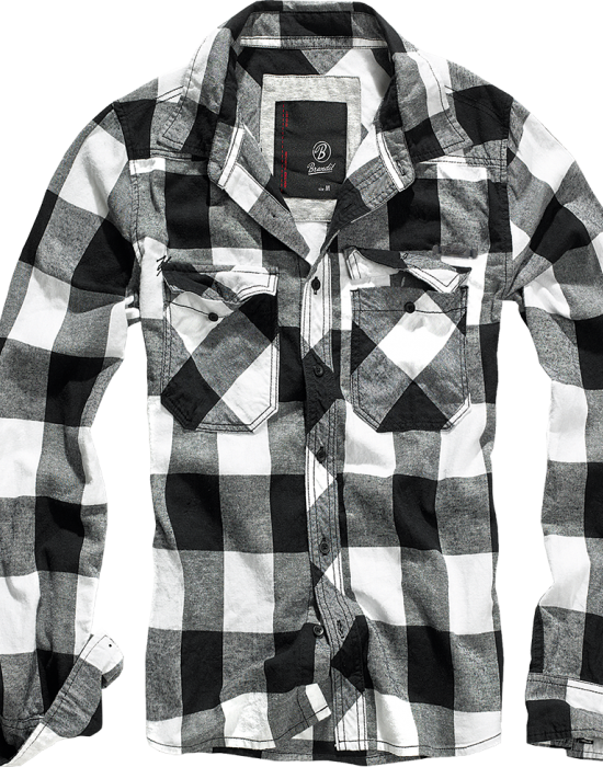 Мъжка карирана риза в бял цвят Brandit Check Shirt white/black, Brandit, Мъже - Complex.bg