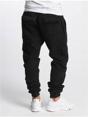 Мъжки карго панталони в черно DEF Kindou