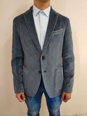 Мъжко елегантно сако в цвят синьо кадифе Van Gils