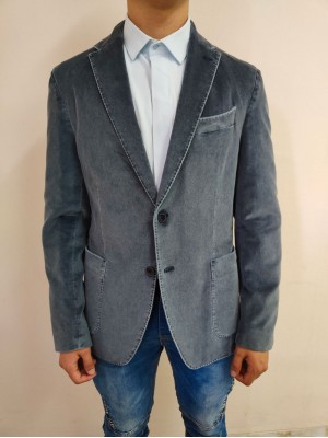 Мъжко елегантно сако в цвят синьо кадифе Van Gils