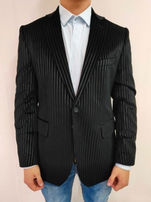 Мъжко елегантно сако в черно райе Bitsiani