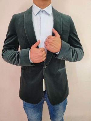 Мъжко сако в цвят тъмнозелено кадифе Van Gils