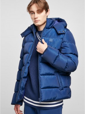 Мъжко зимно яке в син цвят Urban Classics Hooded Puffer