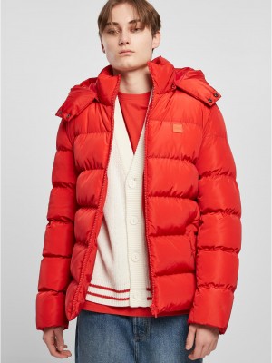 Мъжко зимно яке в червен цвят Urban Classics Hooded Puffer