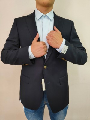 Елегантно мъжко сако в тъмносин цвят Van Gils