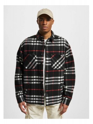 Мъжка дебела карирана риза в черен цвят DEF Tomi