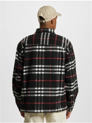 Мъжка дебела карирана риза в черен цвят DEF Tomi