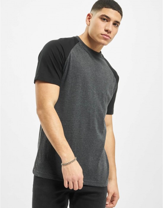 Сива мъжка тениска с контрастни ръкави DEF Roy, DEF, Тениски - Complex.bg