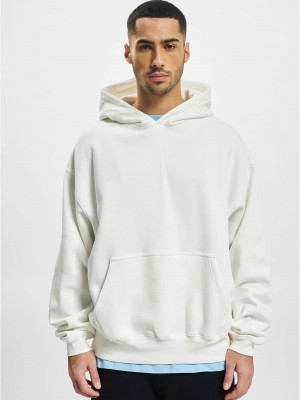 Мъжки широк суичър с качулка в бял цвят DEF
