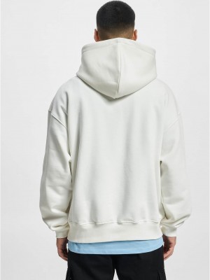 Мъжки широк суичър с качулка в бял цвят DEF
