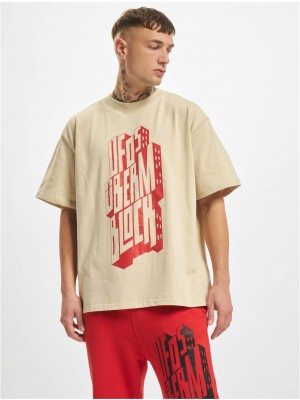 Мъжка тениска в бежов цвят DEF UBxDEF Oversize
