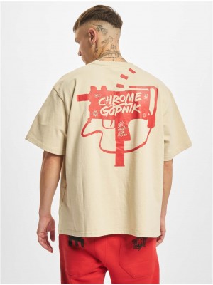 Мъжка тениска в бежов цвят DEF UBxDEF Oversize