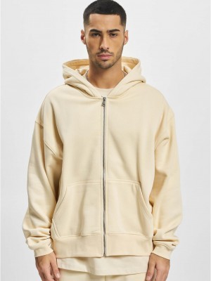 Мъжки суичър с качулка в цвят екрю DEF Zip Hoodie