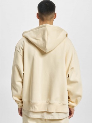 Мъжки суичър с качулка в цвят екрю DEF Zip Hoodie