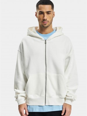 Мъжки суичър с качулка в бял цвят DEF Zip Hoodie