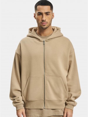 Мъжки суичър с качулка в бежов цвят DEF Zip Hoodie
