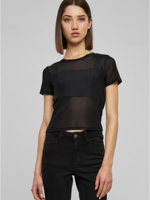 Дамска мрежеста тениска в черен цвят Urban Classics