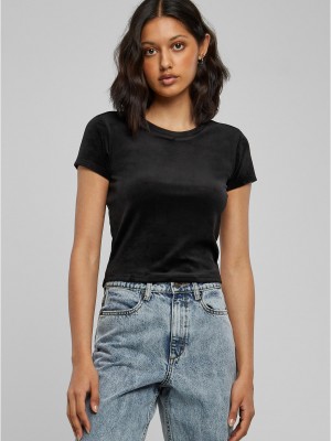 Дамска кадифена тениска в черен цвят Urban Classics